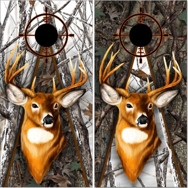 2 Deer Buck Snow Wood Camo