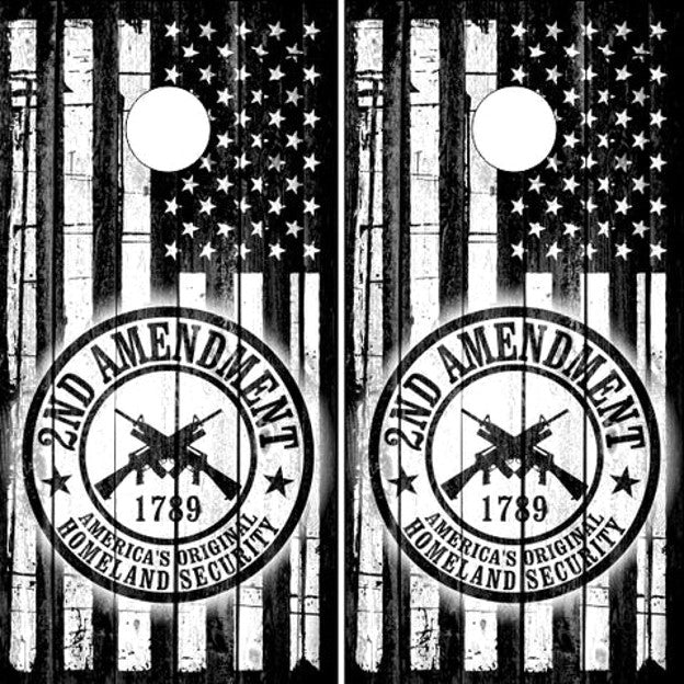 2nd Amendment Black Flag Cornhole Board Set