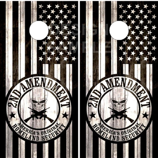 2nd Amendment Flag Wood Cornhole Board Set