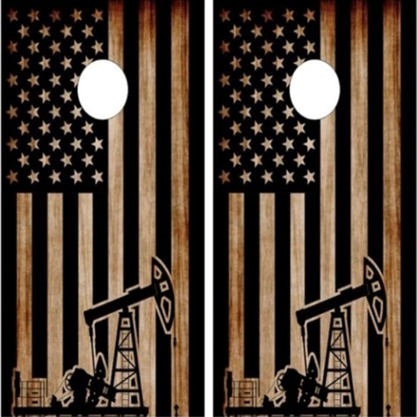 American Flag Burnt Oil Rig