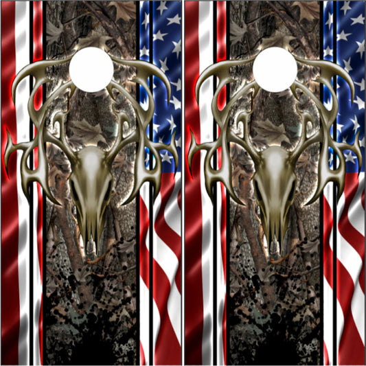 American Flag Camo Deer Skull