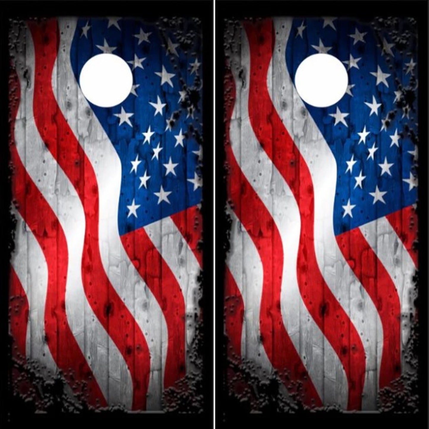 American Flag Grunge Wood Waive