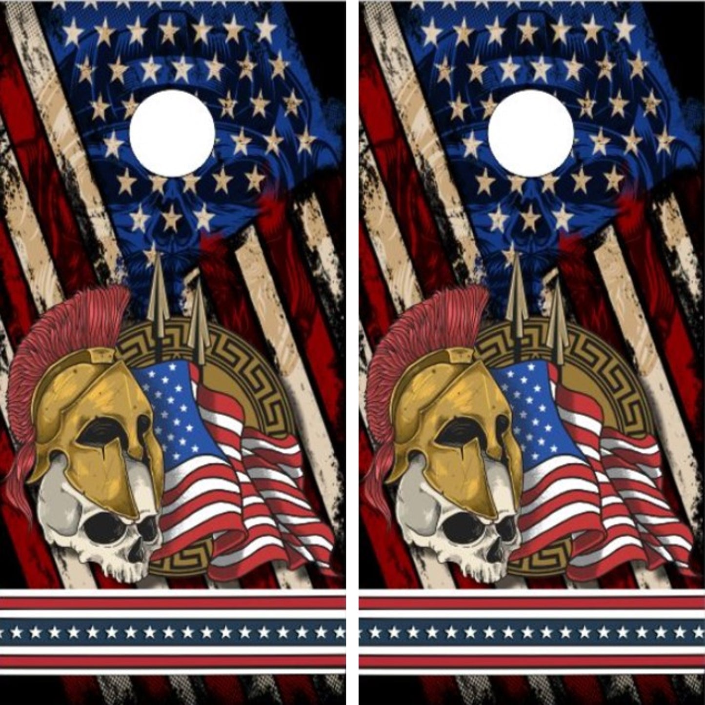 American Flag Patriotic Spartan Skull