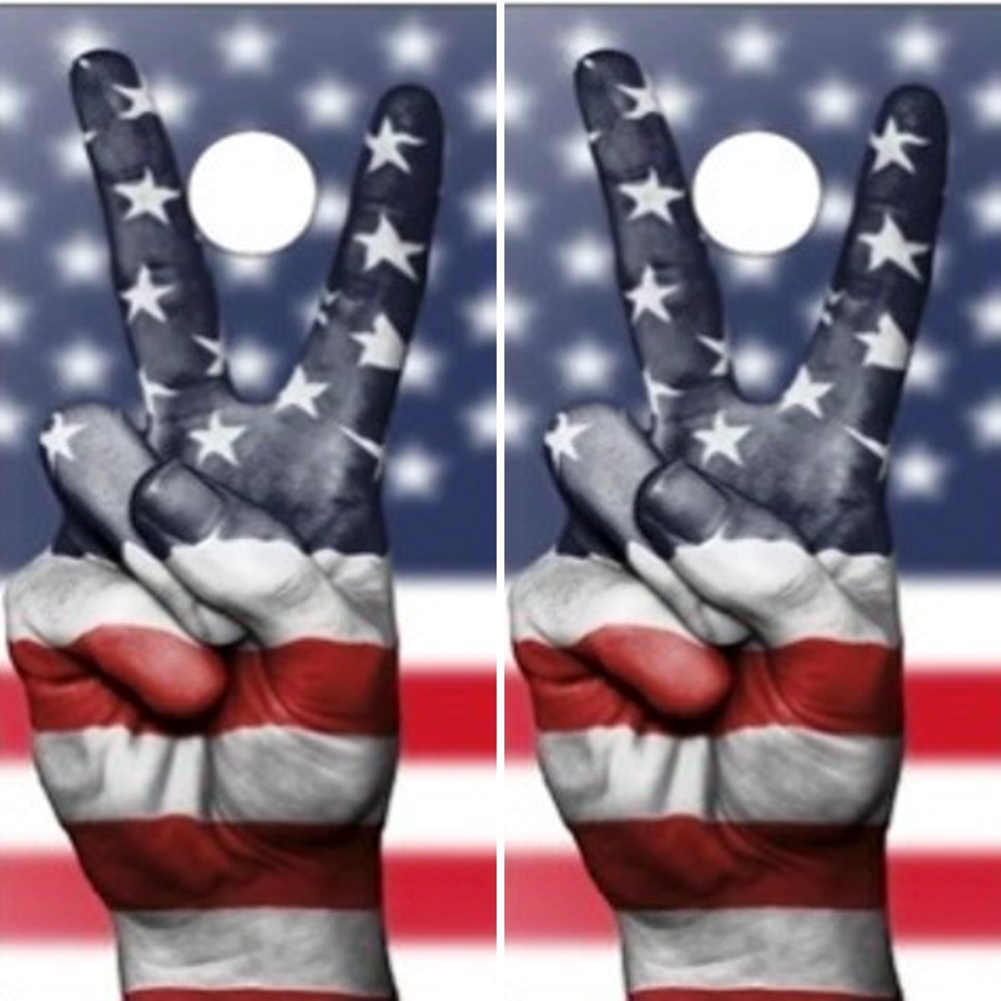 American Flag Peace Sign Fingers