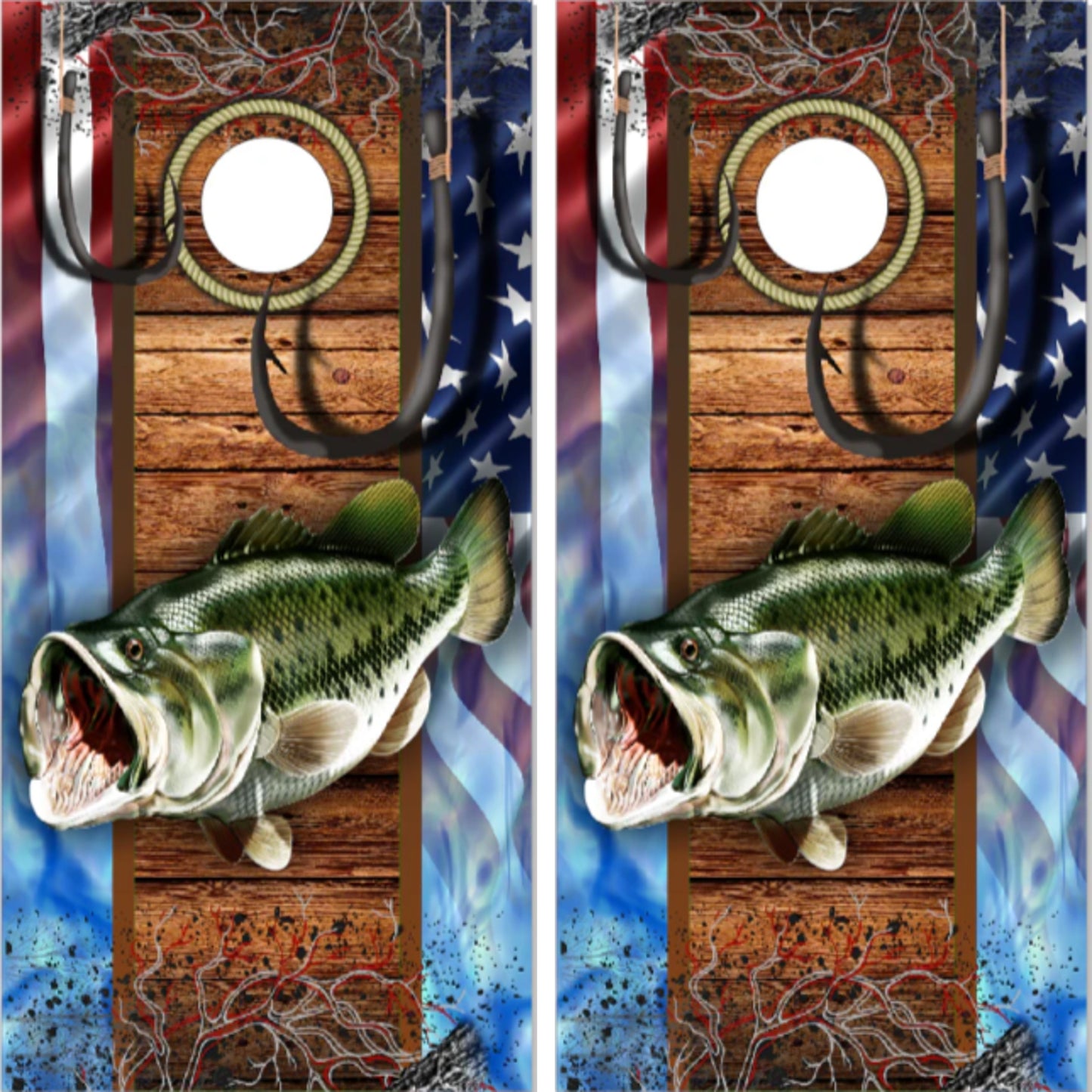 Bass Fish Hooks American Flag