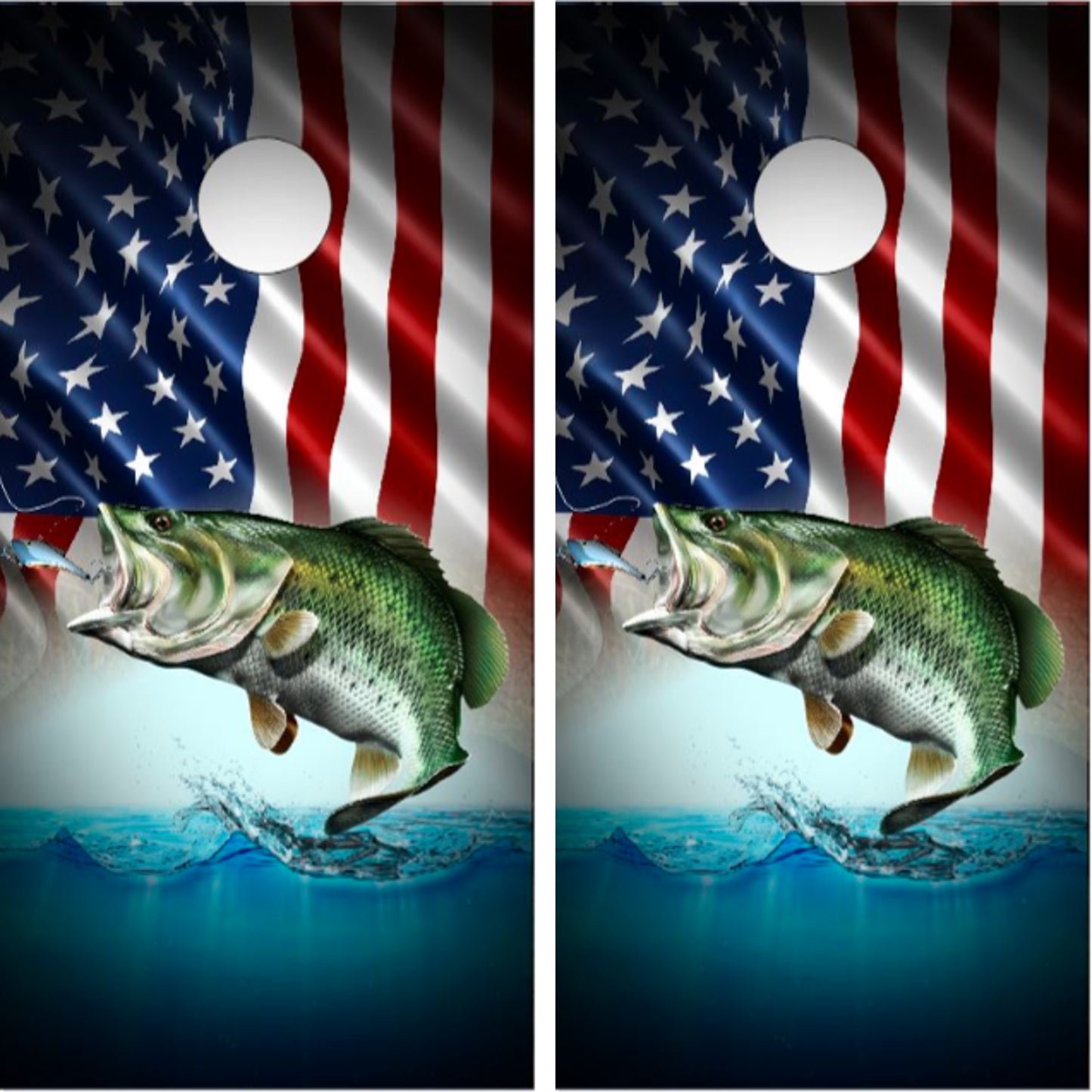 Bass Fish Splash American Flag