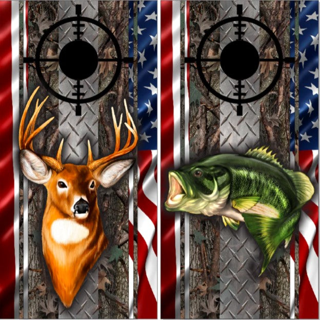 Bass and Buck Deer Camo Flag