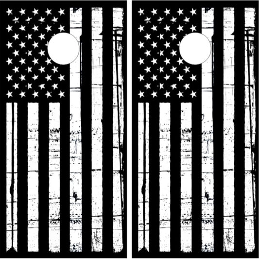 Black and White Distressed American Flag