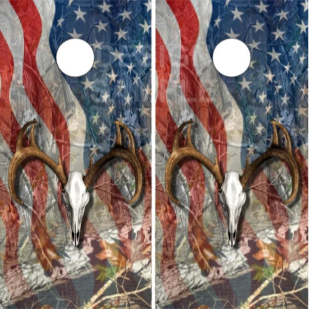 Buck Skull American Flag Camo