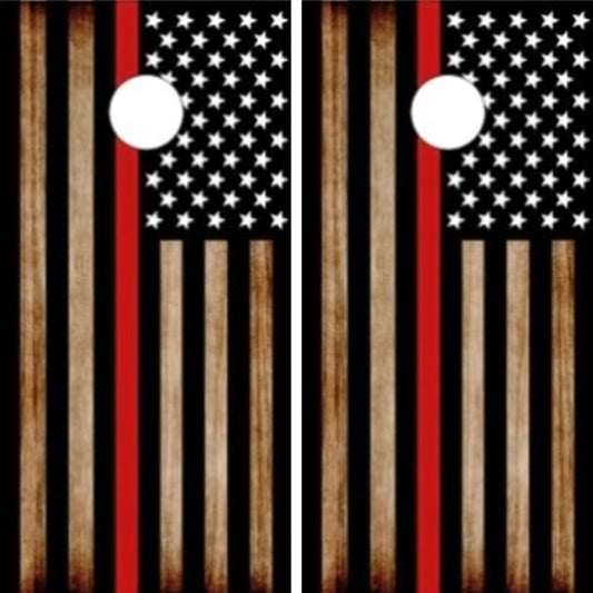 Burnt Wood Thin Red Line Flag