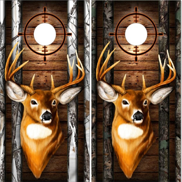 Deer Buck Head Dark Wood Camo