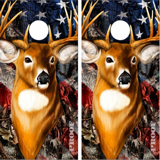 Deer Buck Head Flag Camo