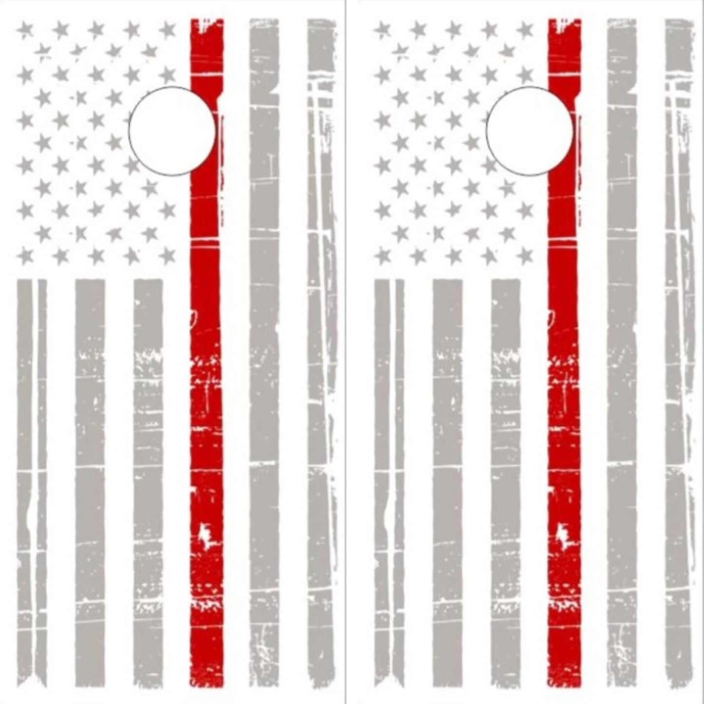 Gray Distressed Thin Red Line Flag