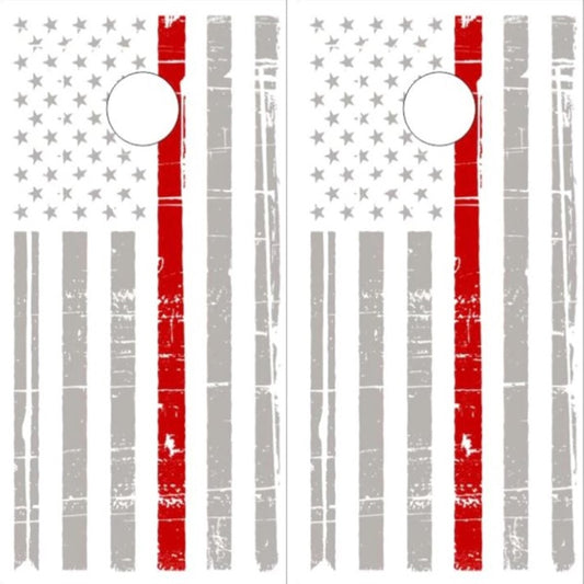 Gray Distressed Thin Red Line Flag