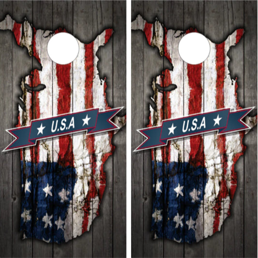 USA American Flag Weathered Wood