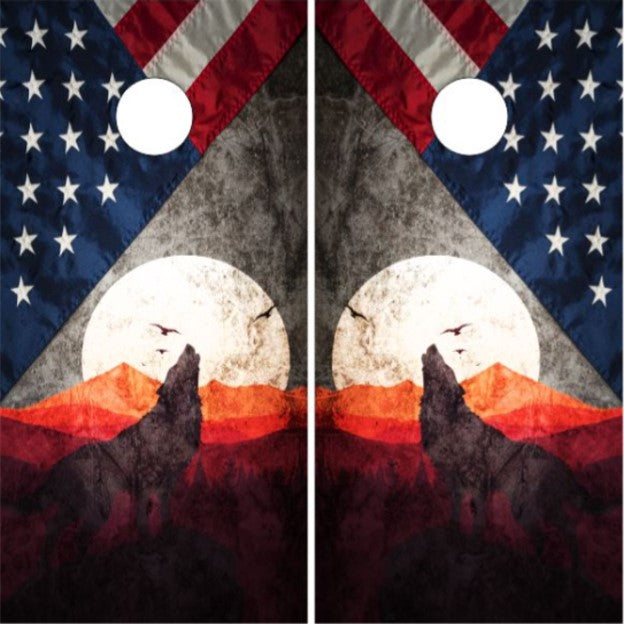 Wolf American Flag